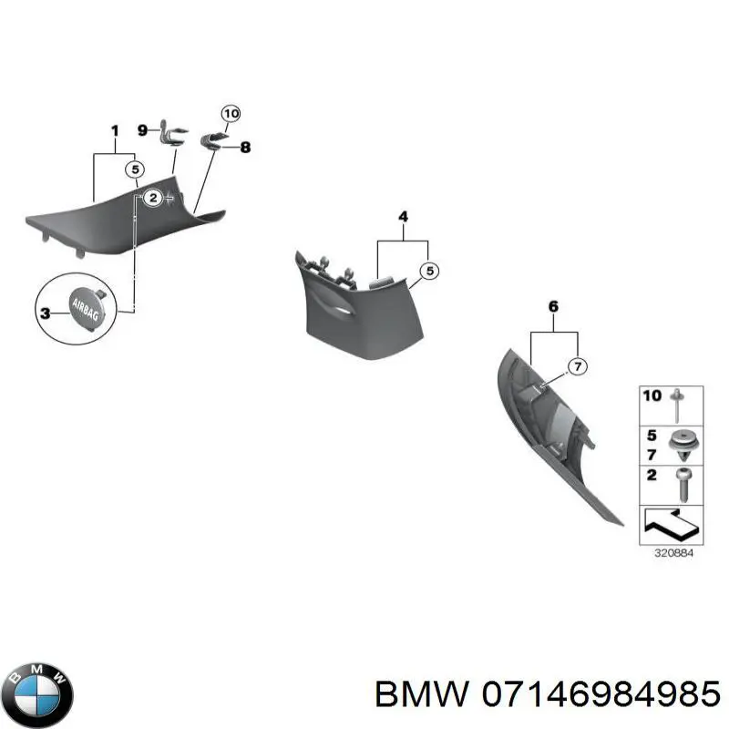 7146984985 BMW cápsula (prendedor de fixação do forro do pára-choque do pára-lama dianteiro)