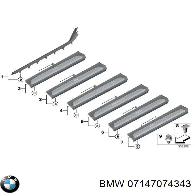 Пистон (клип) крепления подкрылка переднего крыла 07147074343 BMW