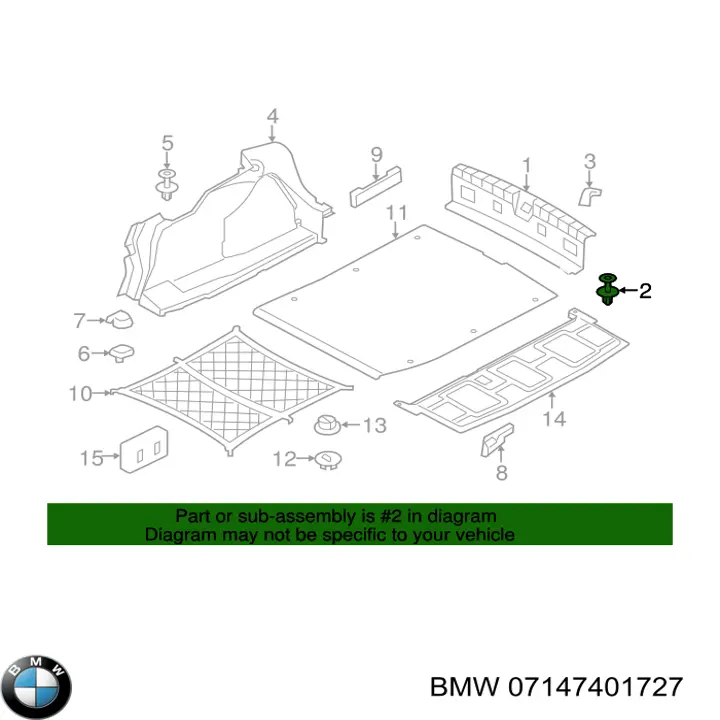 Пистон крепления решетки радиатора 7147401727 BMW