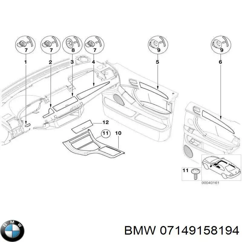 7149158194 BMW cápsula (prendedor de revestimento de suporte de carroçaria)