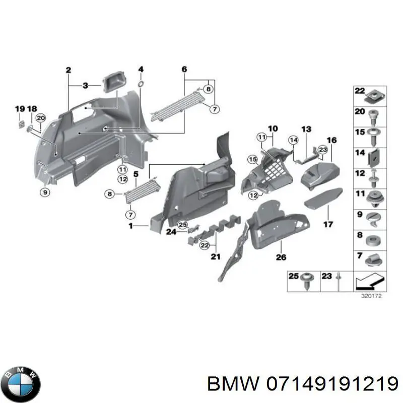 Купить 07149191219 BMW Пистон крепления подкрылок