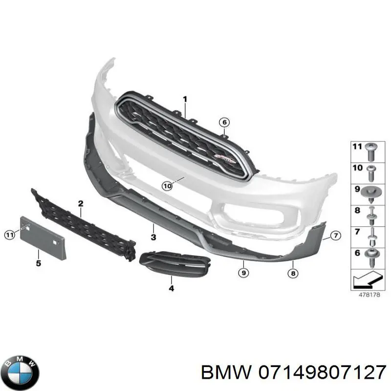 07149807127 BMW cápsula (prendedor de fixação de placas sobrepostas do acesso)