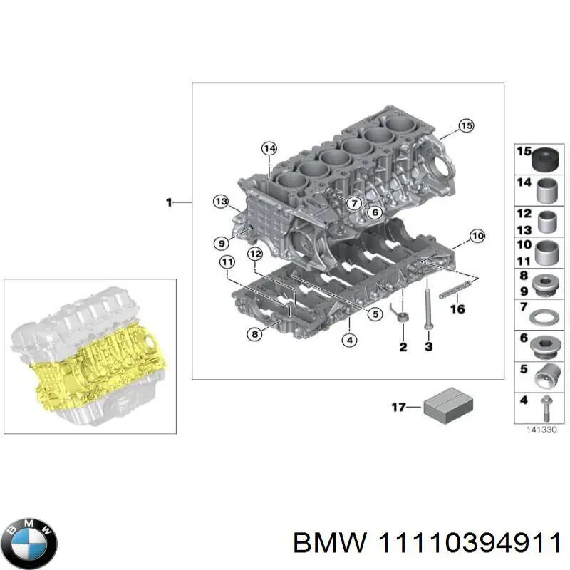 11110394911 BMW parafuso de panela de motor