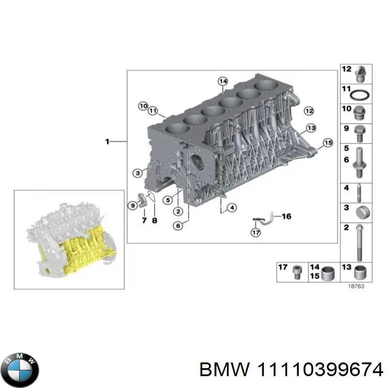 Блок цилиндров двигателя 11110399674 BMW