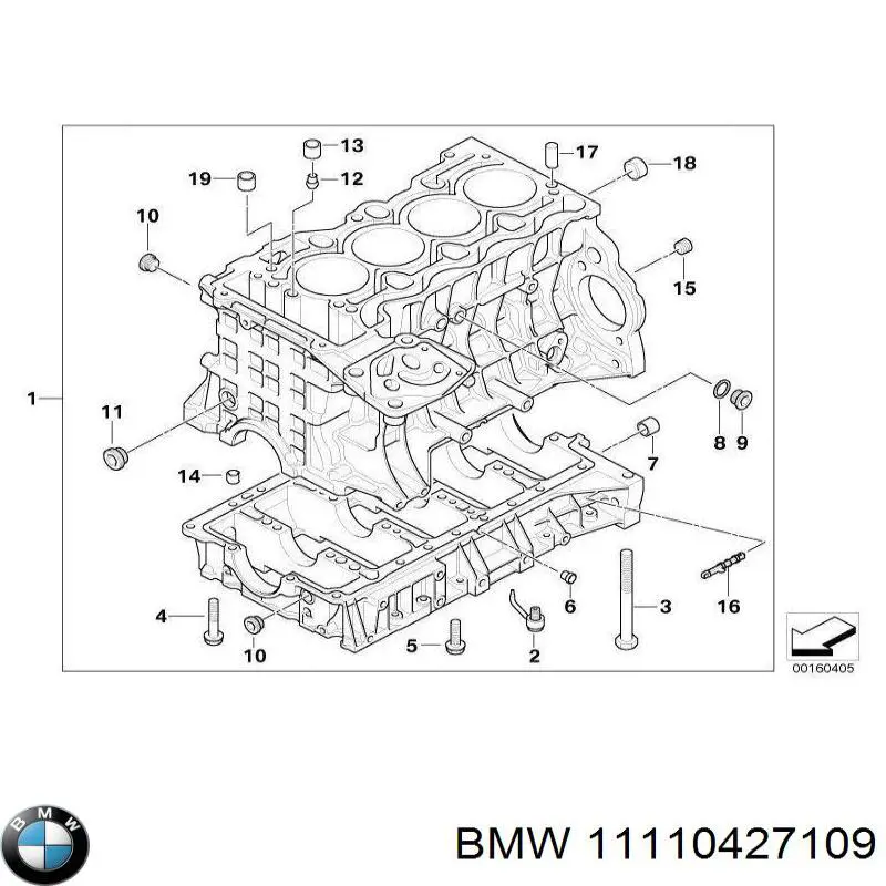 Блок цилиндров двигателя BMW 11110427109