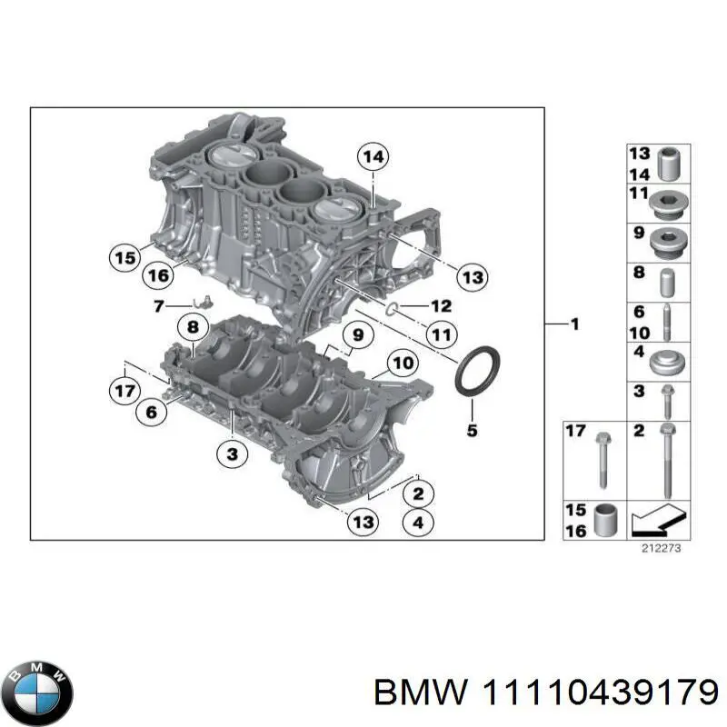 Блок цилиндров двигателя BMW 11110439179