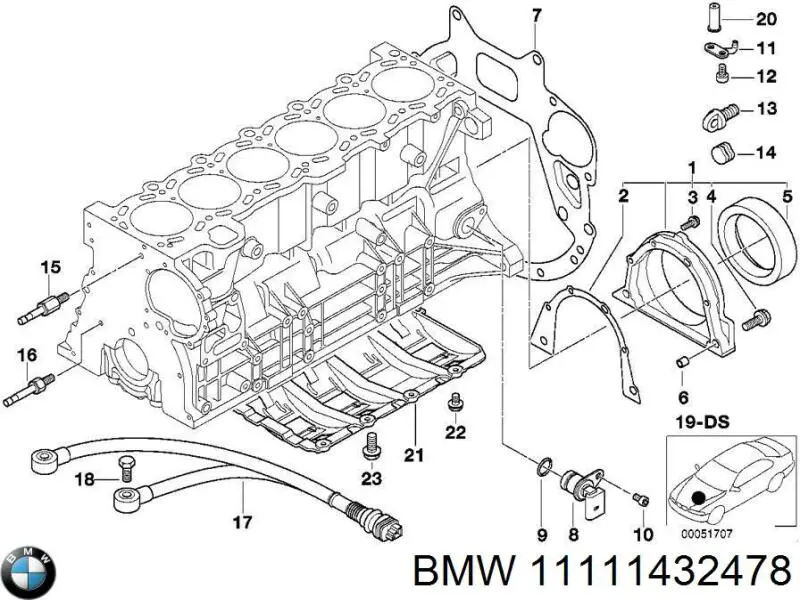 11111432478 BMW комплект прокладок двигателя нижний