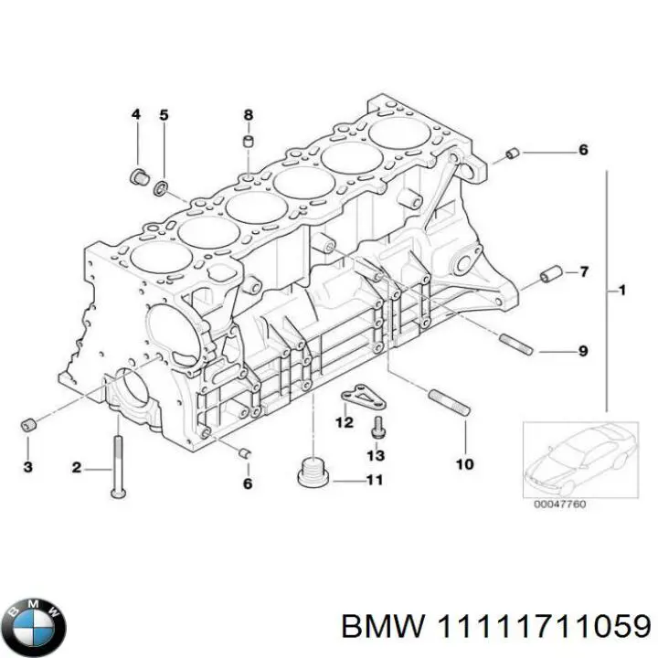 11111711059 BMW Блок цилиндров