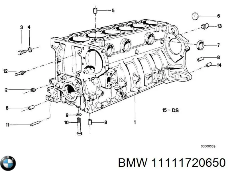 11111713496 BMW блок цилиндров двигателя