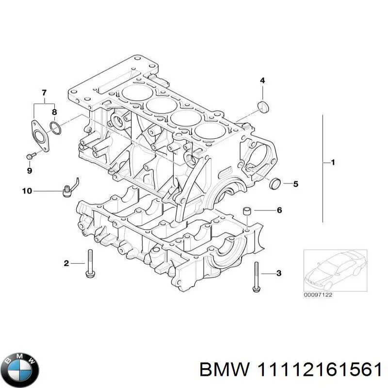 11112161561 BMW блок цилиндров двигателя