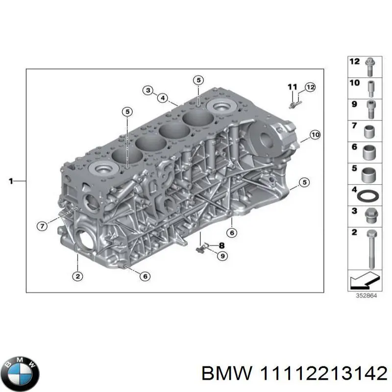 Блок цилиндров двигателя 11112295771 BMW