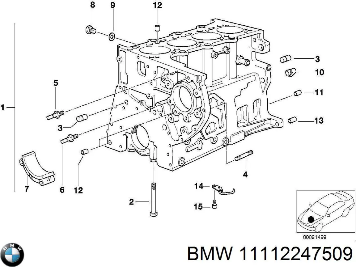 Блок цилиндров двигателя BMW 11112247509