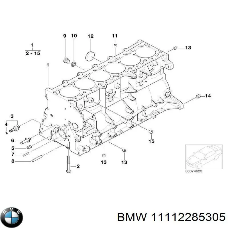 11112285305 BMW блок цилиндров двигателя