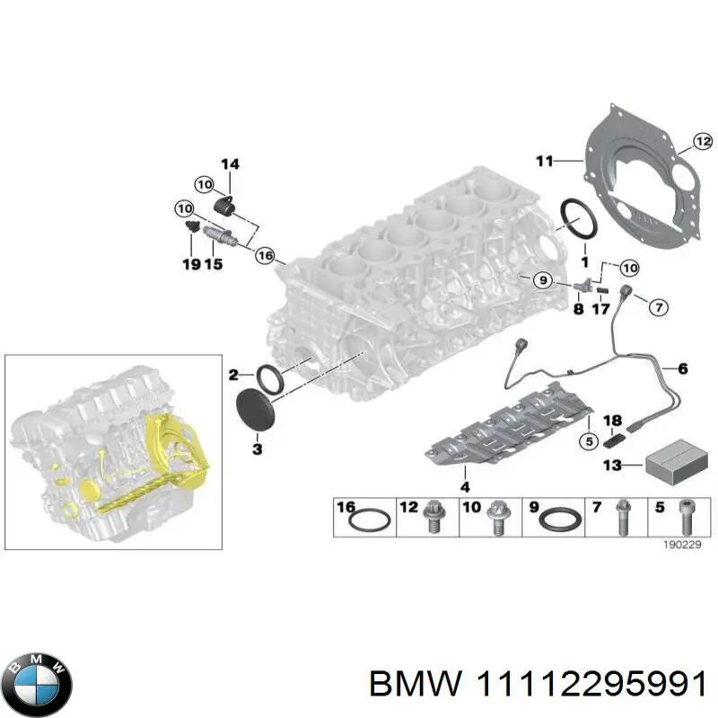 Блок цилиндров двигателя BMW 11112295991
