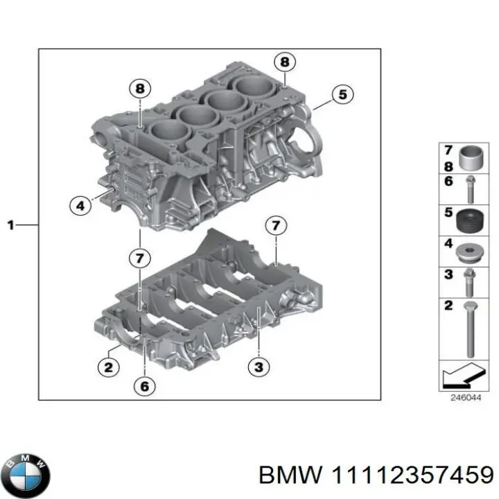 Блок цилиндров двигателя BMW 11112357459