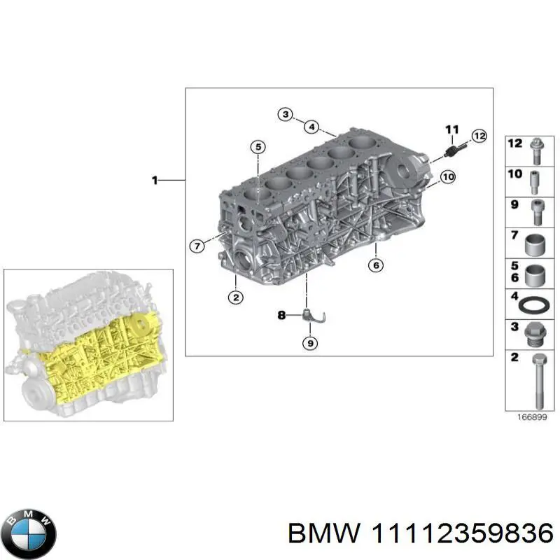 Блок цилиндров двигателя BMW 11112359836