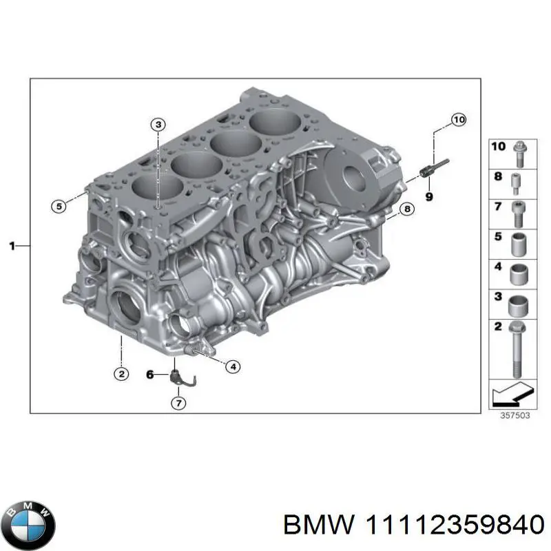 Блок цилиндров двигателя BMW 11112359840