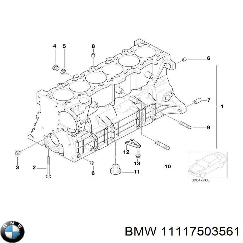 11117503561 BMW Блок цилиндров