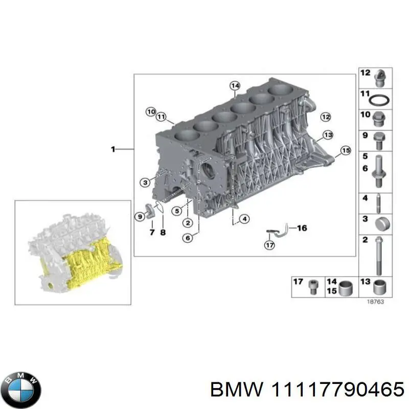 11117790465 BMW bloco de cilindros de motor