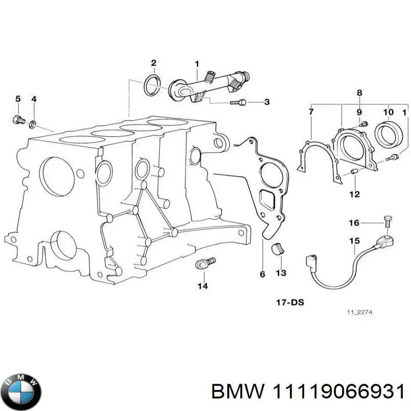 11119066931 BMW комплект прокладок двигателя нижний