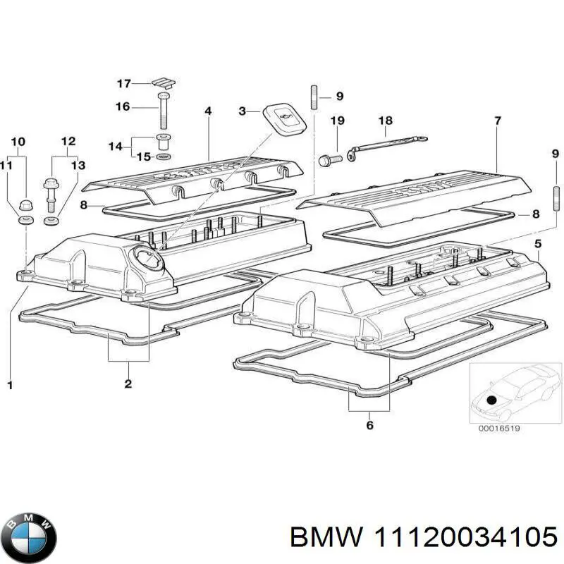 Прокладка клапанной крышки двигателя, левая BMW 11120034105 цена, от 26.78 USD