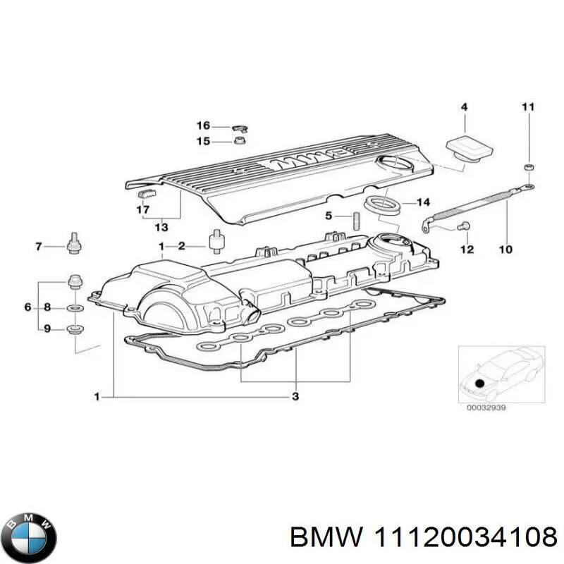 Комплект прокладок крышки клапанов 11120034108 BMW