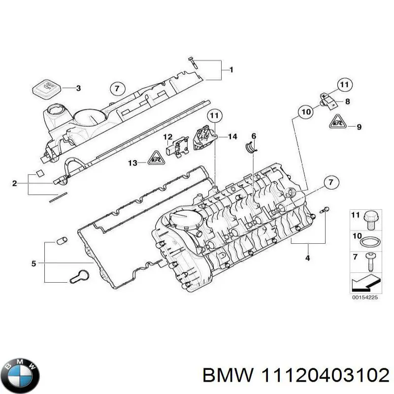 Прокладка клапанной крышки двигателя правая BMW 11120403102