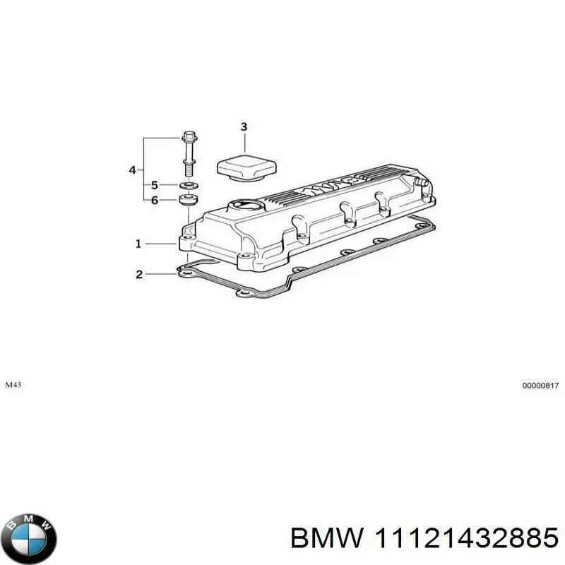 Junta de la tapa de válvulas del motor 11121432885 BMW