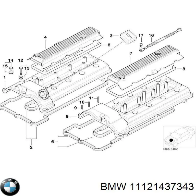 11121437343 BMW прокладка клапанной крышки