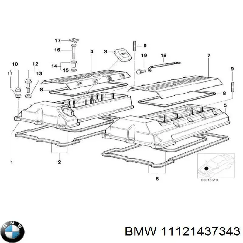 Прокладка клапанной крышки 11121437343 BMW