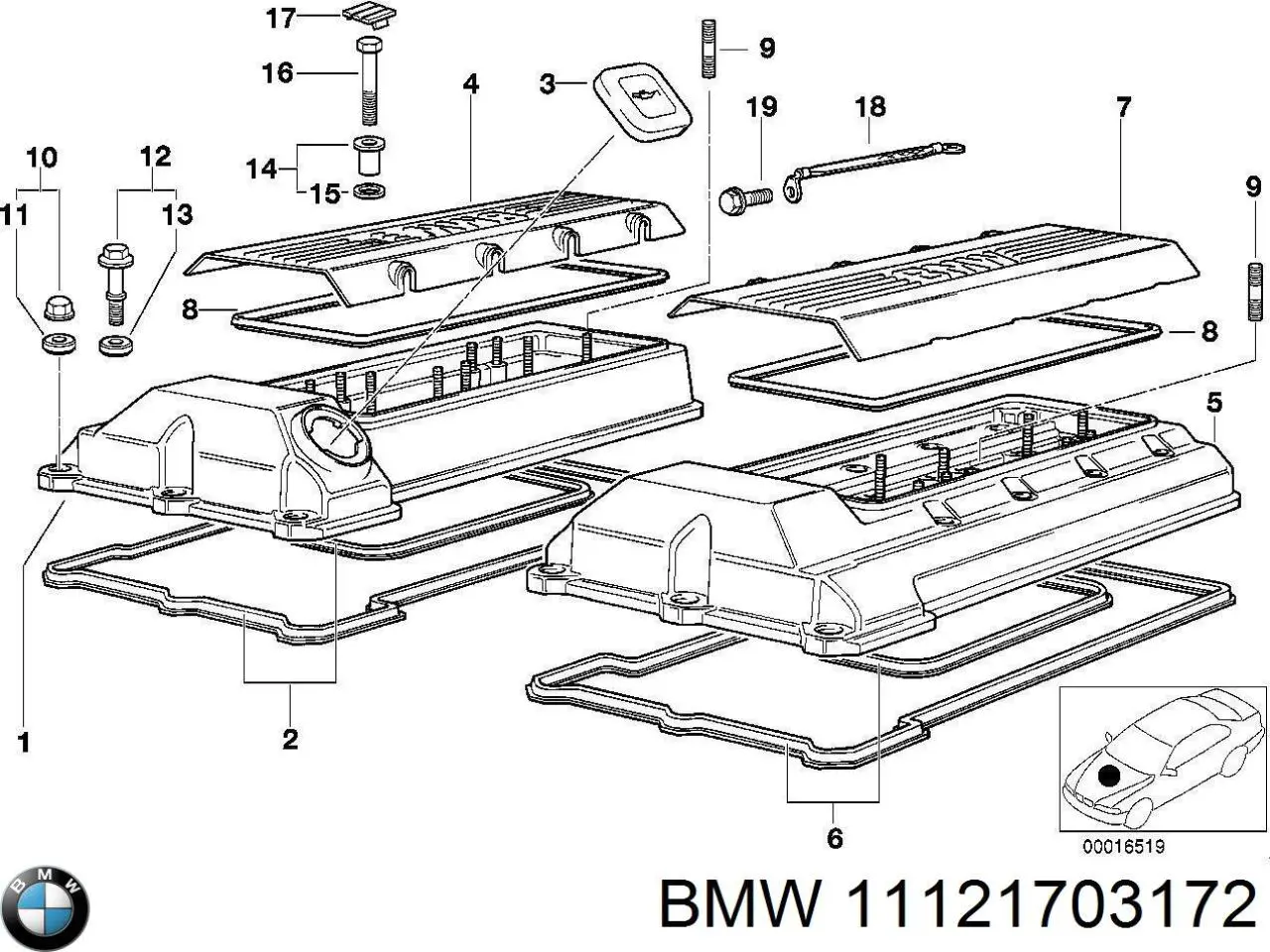 Крышка клапанная правая на BMW 5 (E39) купить.