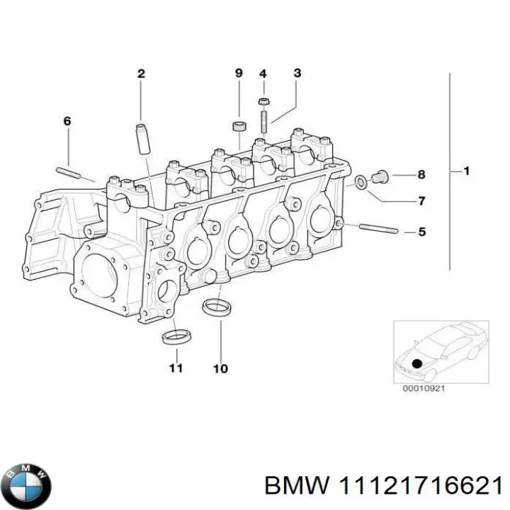 Головка блока цилиндров 11121716621 BMW