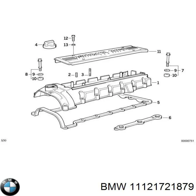 Прокладка клапанной крышки двигателя BMW 11121721879