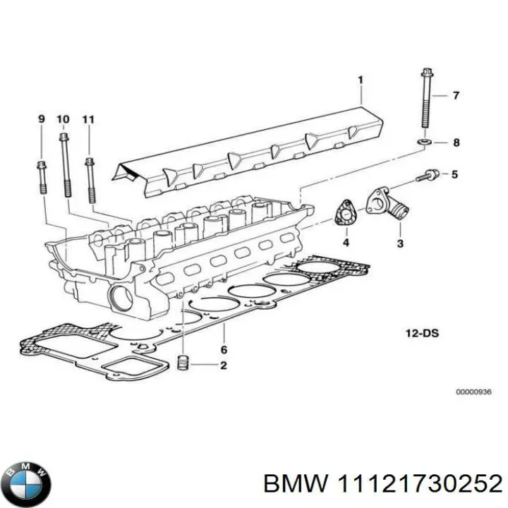 11121730252 BMW комплект прокладок двигателя верхний
