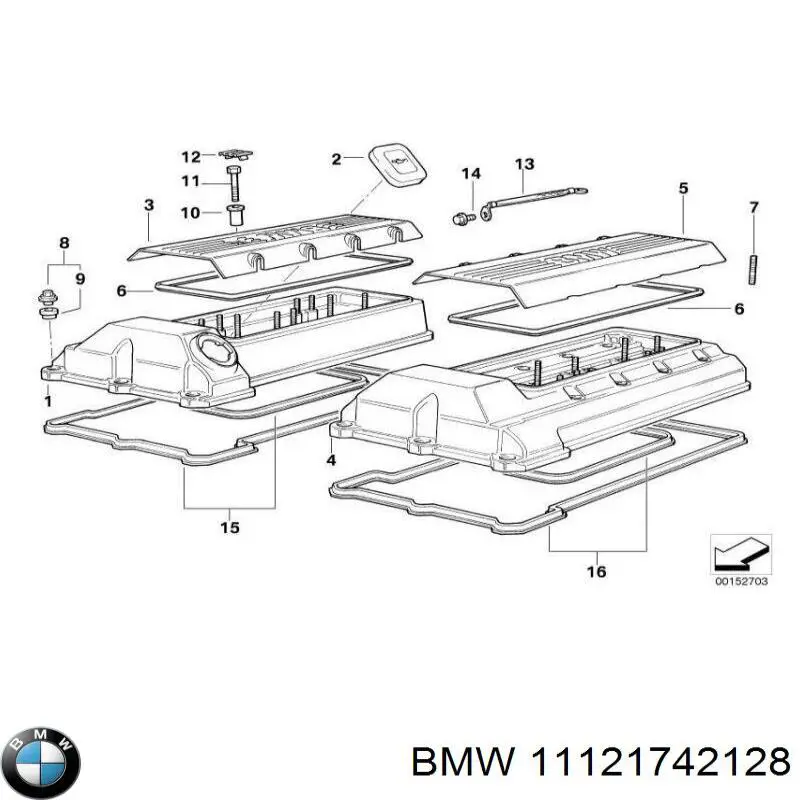 11121742128 BMW крышка клапанная правая
