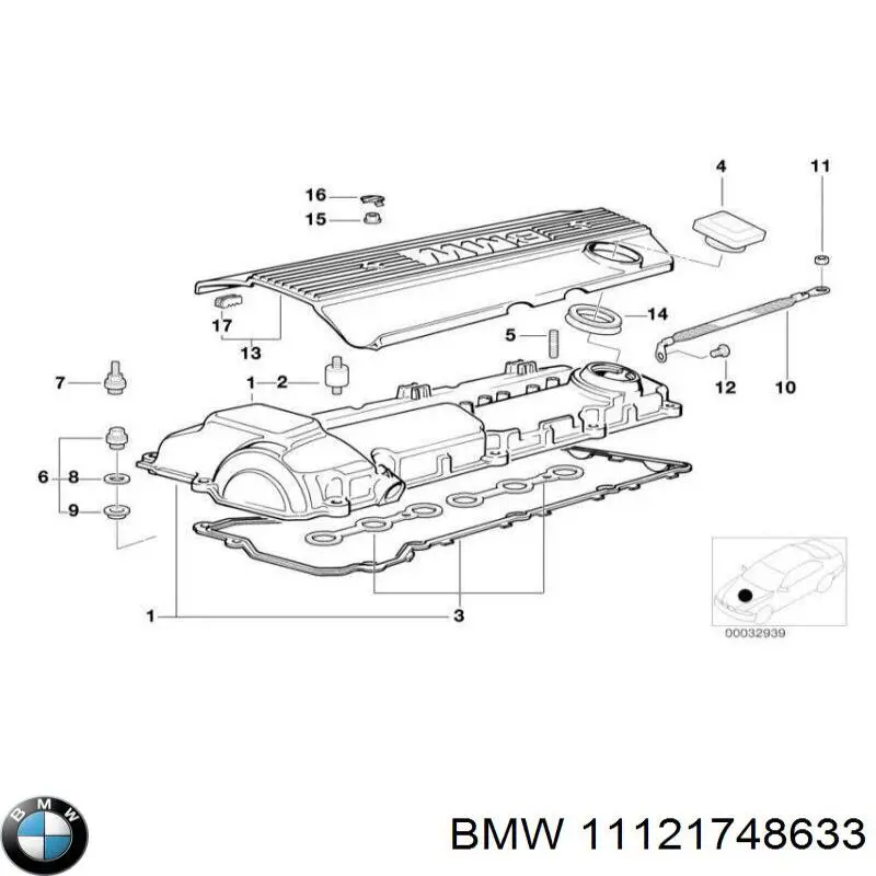 Купить 1748633 BMW Крышка двигателя