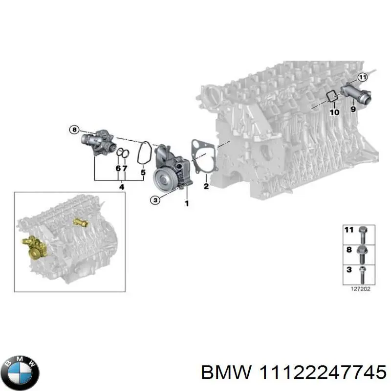 Junta de brida de sistema derefrigeración 11122247745 BMW