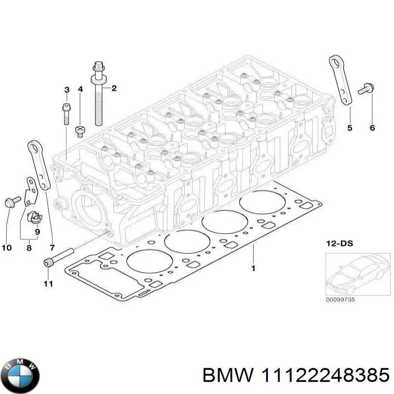 Прокладка головки блока цилиндров (ГБЦ), правая BMW 11122248385 цена, от 106.60 USD