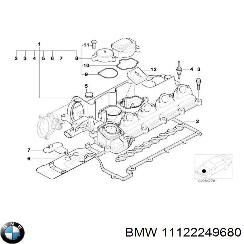 11122249680 BMW клапанная крышка