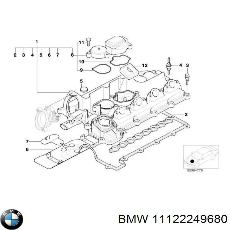 Клапанная крышка 11122249680 BMW