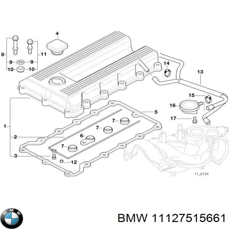 Купить 11127515661 BMW Прокладка клапанной крышки двигателя левая