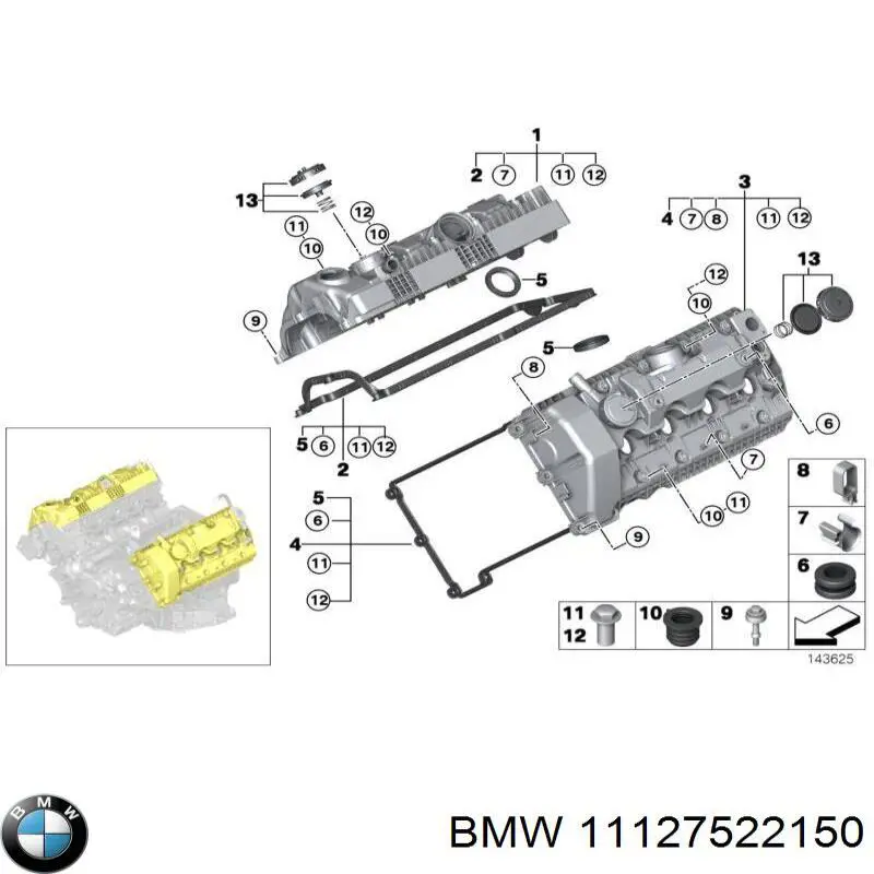 Крышка клапанная правая 11127522150 BMW