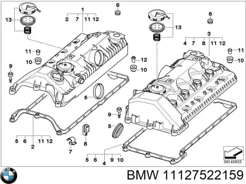 Купить 11127522159 BMW Крышка клапанная левая