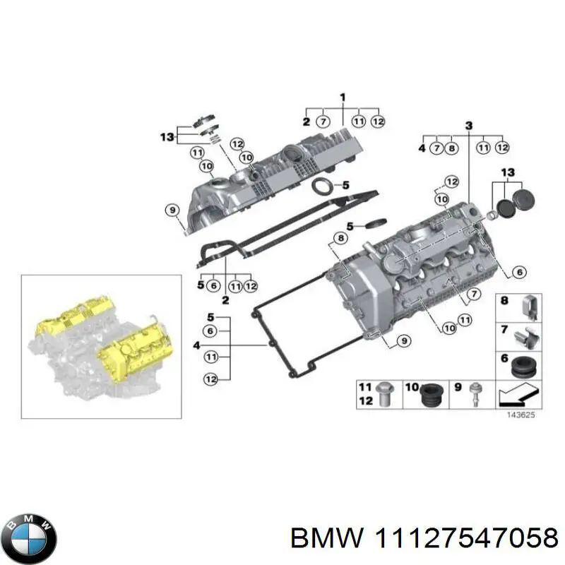 11127547058 BMW Клапан PCV вентиляции картера