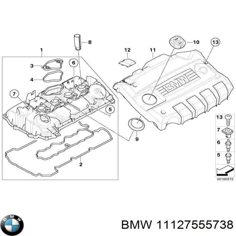 Прокладка клапанной крышки двигателя BMW 11127555738