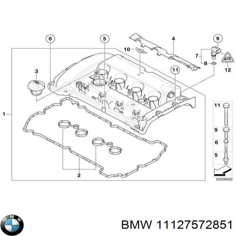 11127572851 BMW прокладка клапанной крышки двигателя, комплект