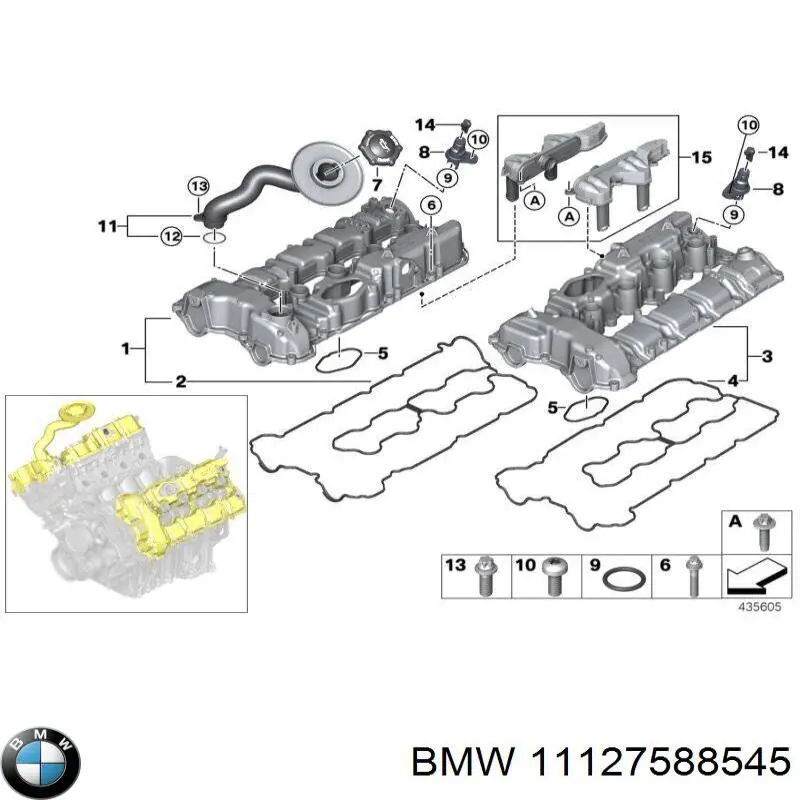 Крышка клапанная правая 11127588545 BMW