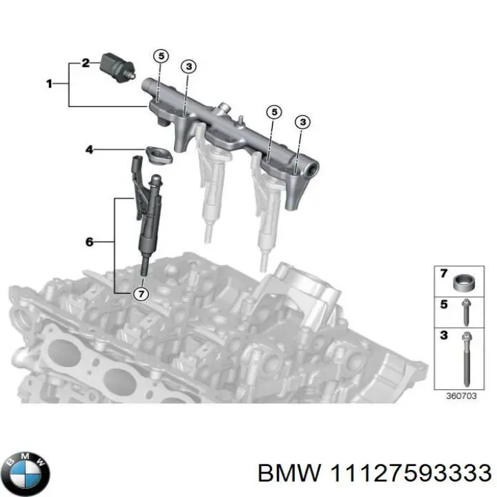 Кольцо (шайба) форсунки инжектора посадочное 11127593333 BMW