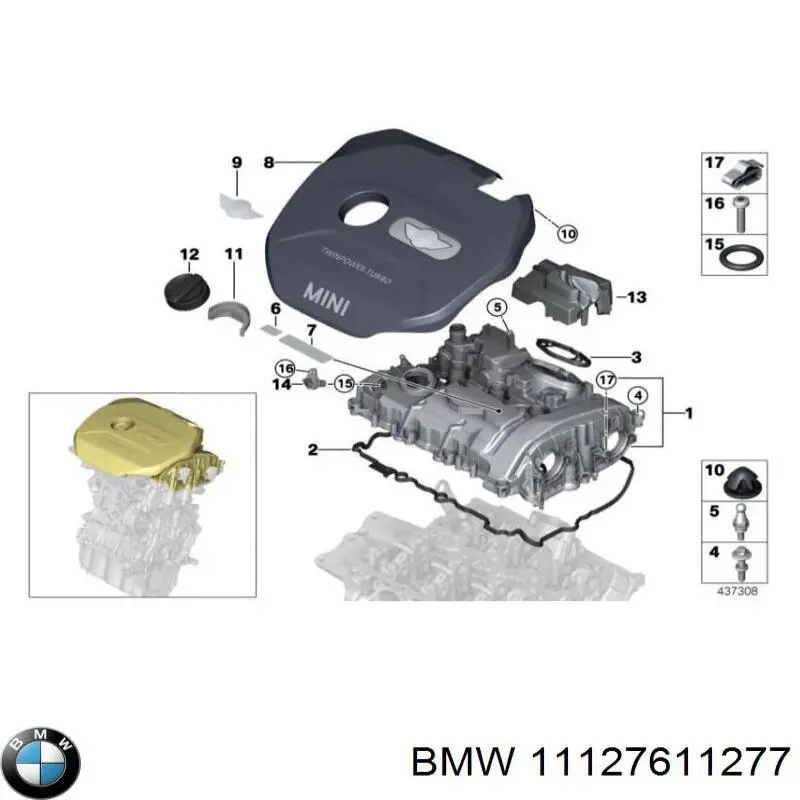 11127611277 BMW tampa de válvulas