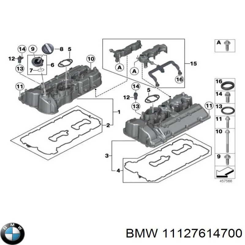 Прокладка клапанной крышки двигателя, комплект правый BMW 11127614700